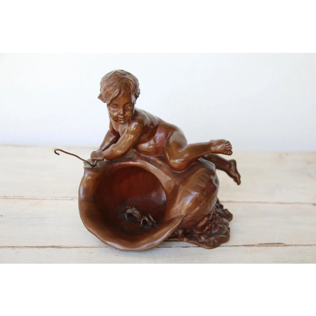 The Boy With the Shell and the Crab French Bronze Sculpture of Louis-Ernest Barrias For Sale - Image 6 of 13