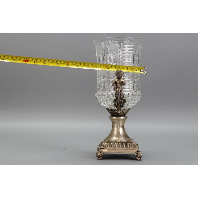 Czech Crystal Glass and Brass Vase with Cherubs, 1970s For Sale - Image 18 of 18