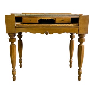 Vintage Flip Back Top Spinet Desk With Slide Out Writing Surface For Sale