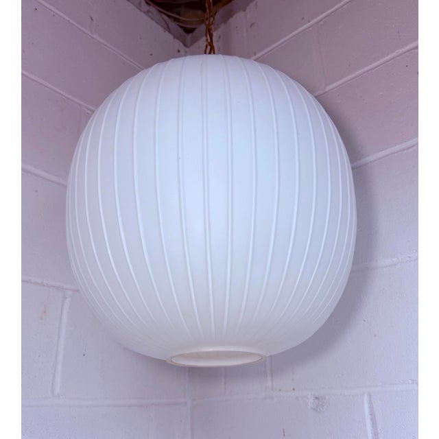 Mid-Century Modern Vintage Mid-Century Modern Bologna Pendant Lamp Aloys F Gangkofner Sphere Opaline Glass 1954 For Sale - Image 3 of 14