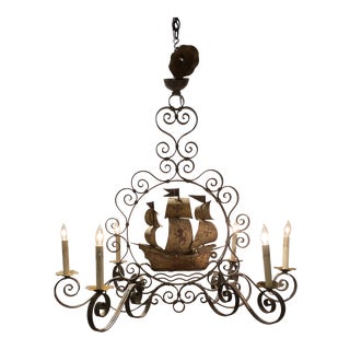 French Iron Ship Chandelier For Sale