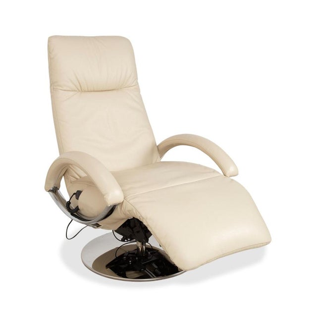 Cream Leather Armchair with Electric Function from Strässle For Sale - Image 4 of 17