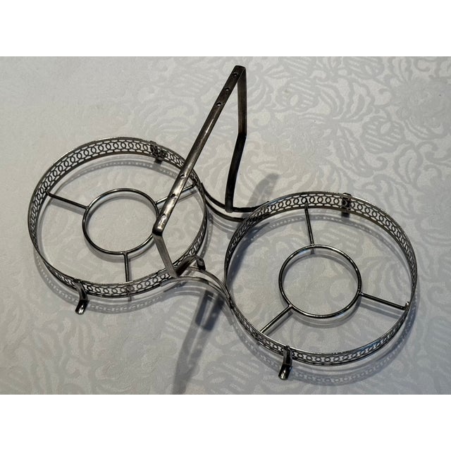 Glass 1960s Mid-Century Queen Anne Silver-Plated and Glass Double Jam Server - 3 Pieces For Sale - Image 7 of 11