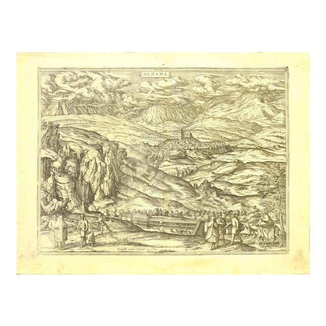 Franz Hogenberg - Map of Alhama - Etching - Late 16th Century For Sale