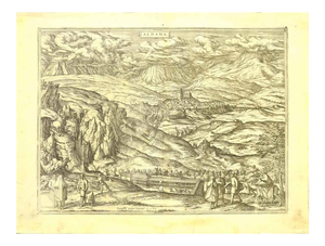 Franz Hogenberg - Map of Alhama - Etching - Late 16th Century