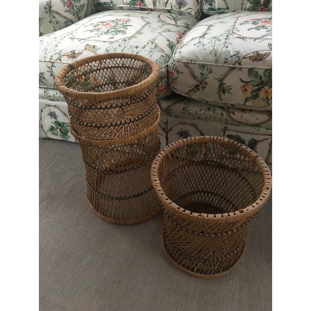 1960s Vintage Boho Cane Planters- A Pair For Sale - Image 5 of 9