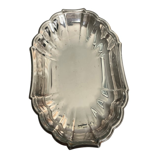 1990s Small Vintage Silver Plated Plate For Sale