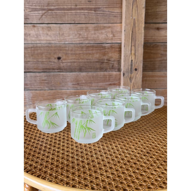 Mid-Century Modern Vintage Sasaki Frosted Bamboo Glass Mugs — Set of 8 For Sale - Image 3 of 11