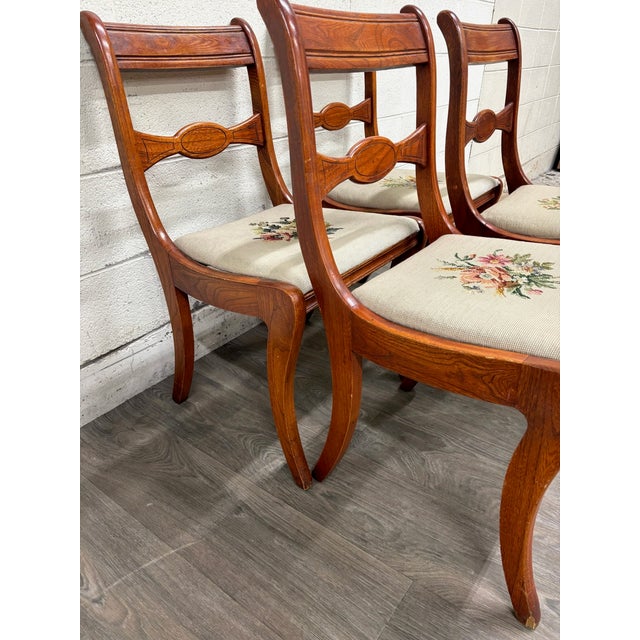 Antique Regency / Duncan Phyfe Style Needlepoint Upholstered Dining Side Chairs For Sale - Image 9 of 16