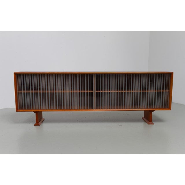 Danish Modern Low Teak Sideboard with Etched Glass Doors from Skovby, 1960s For Sale - Image 4 of 18