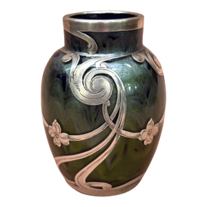 Art Nouveau Loetz Titania Silver Overlay Vase