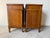 Wood 1970s Baker Hollywood Regency Walnut & White Marble Top Nightstands – A Pair For Sale - Image 7 of 12