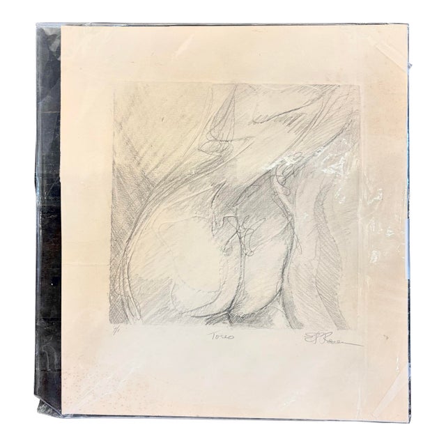 Vintage 60s Graphite Nude Torso Drawing by Ed Rosen For Sale