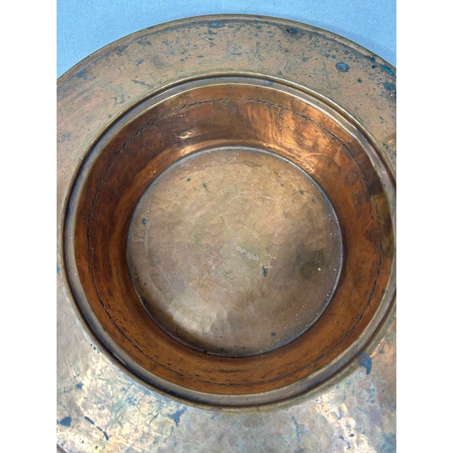 Copper Bowl Handmade Vintage Large With Detail and Handles 17.5" Diameter For Sale - Image 10 of 10