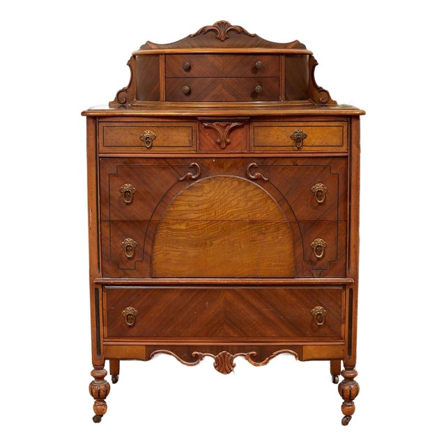 Vintage Antique Georgian Highboy Dresser For Sale