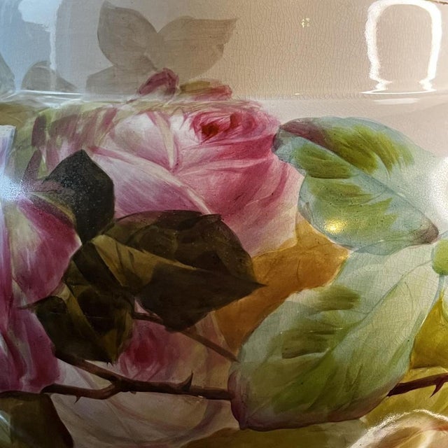 Large Earthenware Ceramic Roses Floral Planter, 1900s For Sale - Image 14 of 18