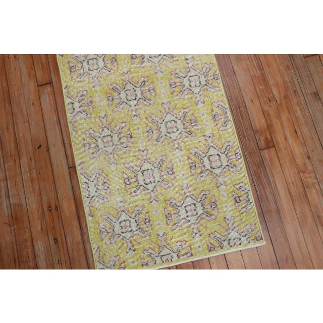 Vintage Canary Yellow Turkish Runner - 2'1" x 9'2" For Sale - Image 4 of 8