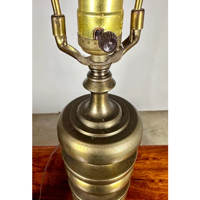 Mid 20th Century Modernist Paul Hanson Style Brass Column Table Lamps—a Pair For Sale - Image 9 of 12