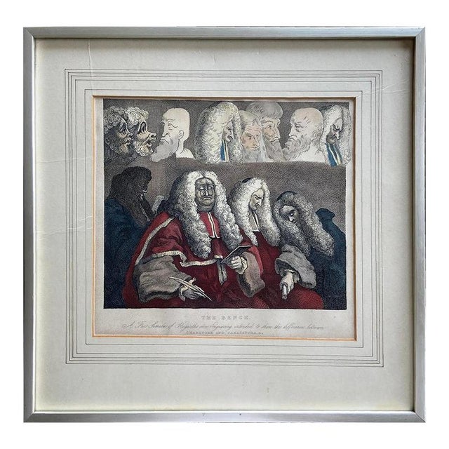 William Hogarth, The Bench, 1820-1840, Hand-Painted Engraving on Paper, Framed For Sale - Image 12 of 12