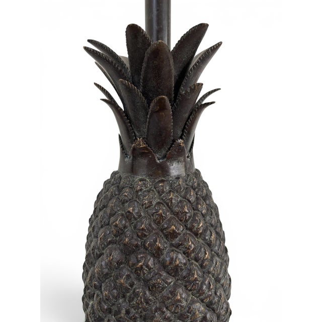 Bronze Pair of Vintage Bronze Pineapple Table Lamp in the Style of Maitland Smith For Sale - Image 8 of 12
