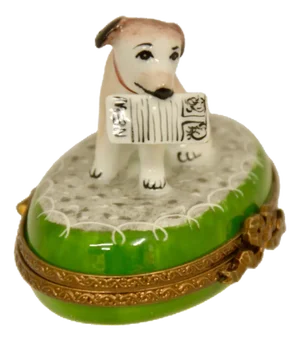 Limoges Puppy Accent Trinket Box