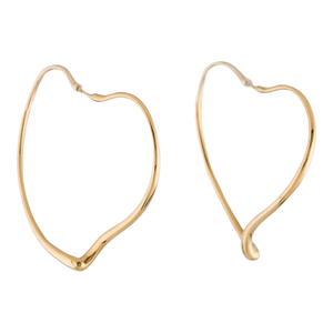 Tiffany & Co 18ct Yellow Gold Elsa Peretti Open Heart Hoop Earrings 12.16g, A Pair