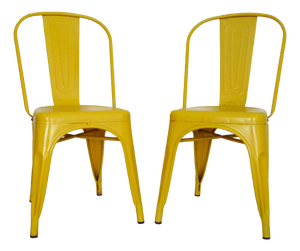 Tolix Chairs in Yellow Metal by Xavier Pauchard, 1970s, Set of 2