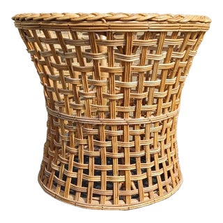 Mid 20th Century Vintage Braided and Woven Rattan Table Base For Sale