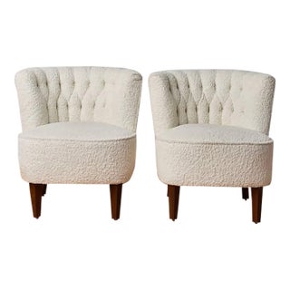 1950s Attributed to Otto Schulz Chairs in Bouclé Circa 1950s, Sweden - Set of 2 For Sale