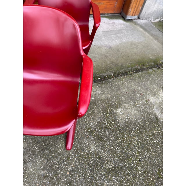 Maroon Vintage Dark Red Kangaroo Chairs by Ernst Moeckl, Germany, 1968, Set of 6 For Sale - Image 8 of 9