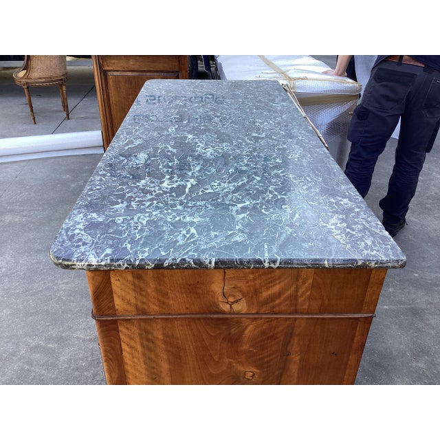 19th C. French Cherry Buffet W/ Marble Top For Sale - Image 4 of 10