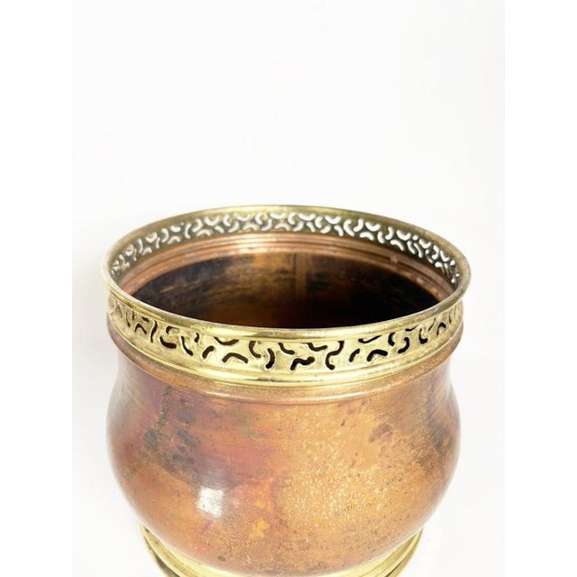 Brown Vintage Brass and Metal Planter, France, 1970s For Sale - Image 8 of 11