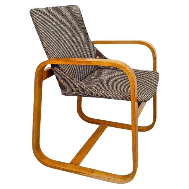 Mid-Century Modern Italian Solid Wood and Grey Fabric Armchair, 1960s For Sale