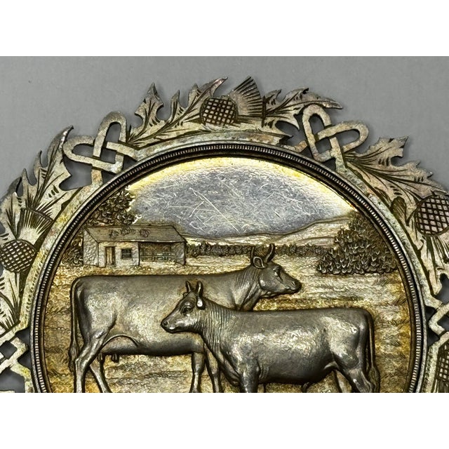 Metal 19th Century Scottish Silver Agricultural Prize Medal Ayrshire Cow & Calf Bull With Original Case For Sale - Image 7 of 18