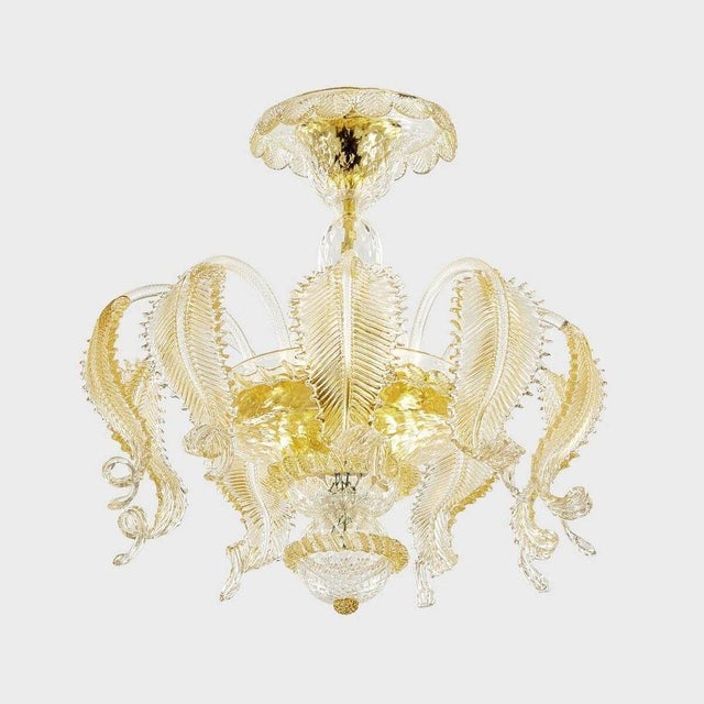 Murano Crystal Gold Ceiling Lamp by AZ Home For Sale - Image 4 of 4