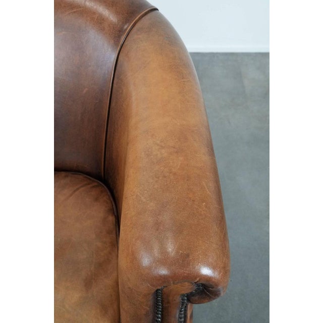 Brown Club Chair in Sheepskin Leather For Sale - Image 8 of 15