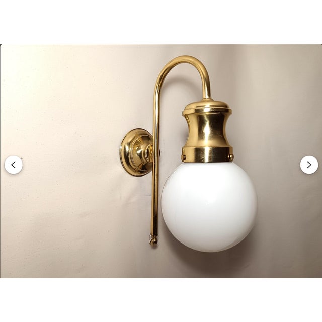 Large Sconce in Brass and Opaline, 1950s For Sale - Image 10 of 12