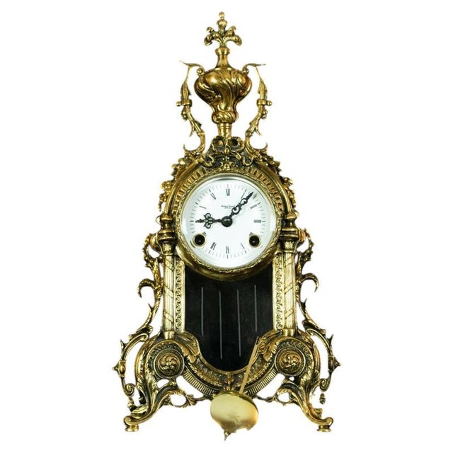 Vintage Brass Mantel Clock with Franz Hermle Movement from Robert Grant, London, 1960s For Sale - Image 13 of 13