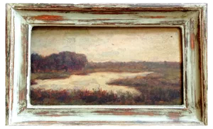 Léon Printemps, Landscape with River, 1900s-1920s, Oil Painting, Framed