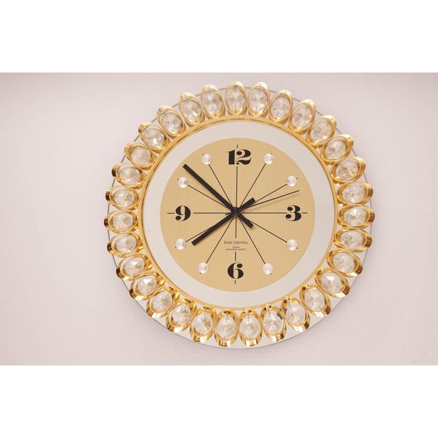 1980s Hollywood Regency Gilded Wall Clock from Junghans , 1980s For Sale - Image 5 of 6
