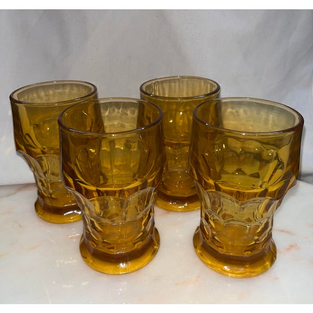 Mid-Century Modern 1960s Mid-Century Modern Amber Viking Glass Juice Glasses- Set of 4 For Sale - Image 3 of 6