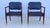 1960's Walnut Armchairs With Blue Leather Upholstery - A Pair For Sale In New York - Image 6 of 12