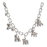 80s Vintage Tiffany & Co Dog Charm Bracelet Bone Links Sterling Silver 7.5" For Sale