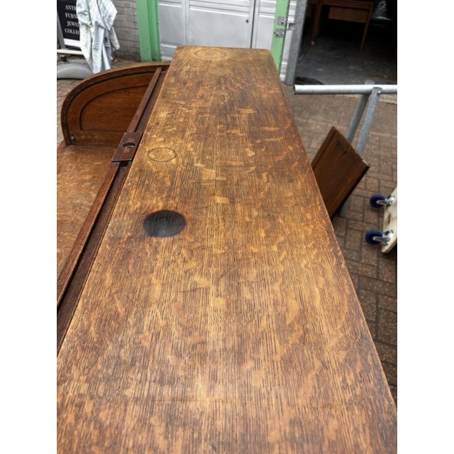 Edwardian Oak Roll Top Desk For Sale - Image 10 of 15