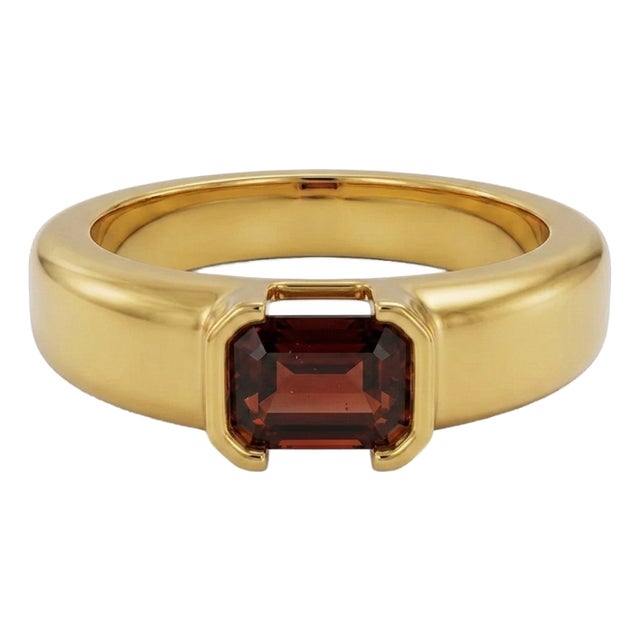 Garnet Signet Gemstone Ring | January Birthstone Ring | Everyday Stacking Ring Us 7 For Sale