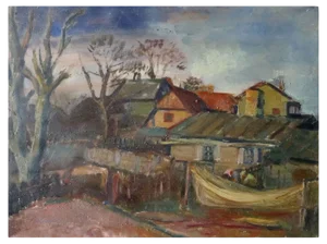 Aleksandra Belcova, In Cafe, 1920s, Oil on Cardboard