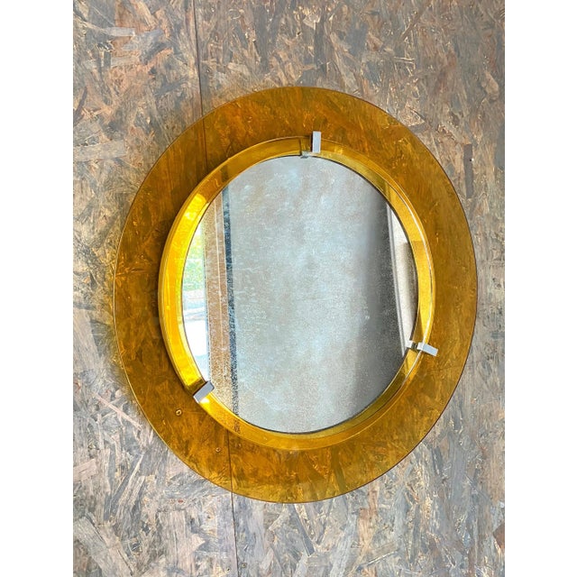 1960s Yellow Convex Glass & Chrome Wall Mirror from Veca, Italy, 1960s For Sale - Image 5 of 9
