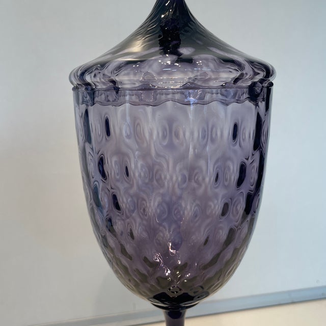Italian Purple 60s Glass Jar With Lid For Sale - Image 3 of 7