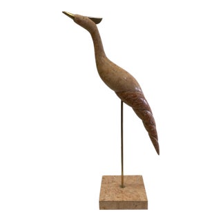 Tessellated Stone & Brass Bird Sculpture For Sale