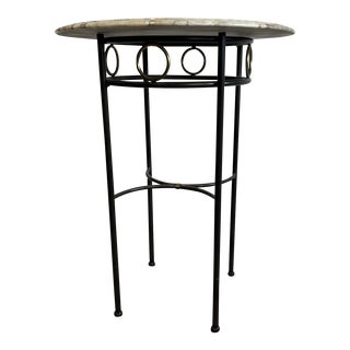 1970s Charleston Forge Circular Bistro Table With Marble Top For Sale